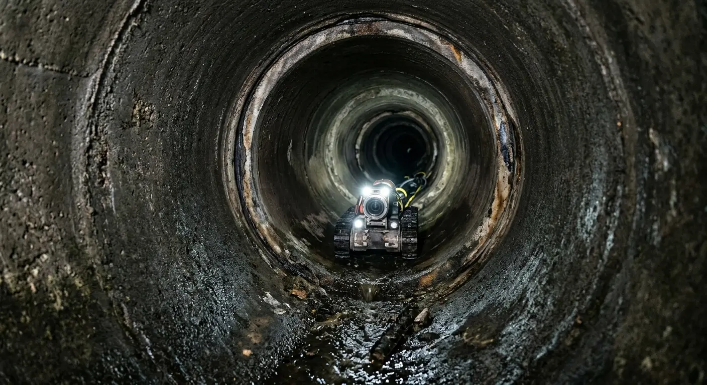 Robotic sewer camera inspecting pipe interior for Sewer Line Cleaning in Alamosa